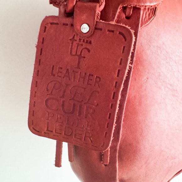 Vintage Zara Leather Whipstitch Boho Oval Saddle bag - Picture 9 of 11